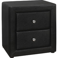 21 Black Faux Leather Two Drawer Nightstand