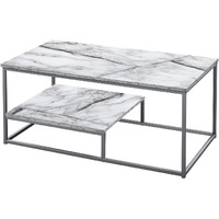 Set Of Three 42 White Rectangular Coffee Table With Shelf