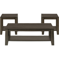 Set Of Three 42 Oak Rectangular Coffee Table With Three Shelves