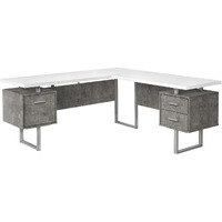 71 White And Gray L Shape Computer Desk