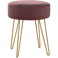 14 Plum Velvet And Gold Round Ottoman