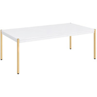 48 Gold And White Manufactured Wood And Metal Rectangular Coffee Table