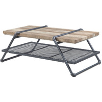 47 Sandy Gray And Oak Paper Veneer And Metal Rectangular Coffee Table With Shelf