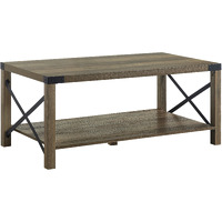 47 Rustic Oak Manufactured Wood Rectangular Coffee Table With Shelf
