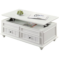 48 White Washed Melamine Veneer And Solid Wood Rectangular Lift Top Coffee Table With Two Drawers