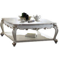 47 Antique Pearl Solid Wood And Polyresin Rectangular Coffee Table With Shelf