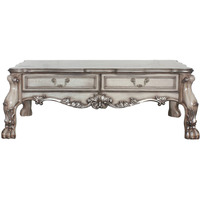 57 Vintage Bone White Solid Wood And Polyresin Rectangular Coffee Table With Two Drawers