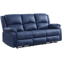 81 Blue Faux Leather And Black Usb Sofa