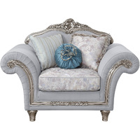 62 Light Gray Linen And Platinum Floral Club Chair