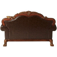 46 Brown And Cherry Blossom Pink Faux Leather Floral Tufted Arm Chair
