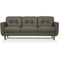 83 Green Leather And Black Sofa
