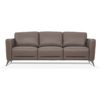 83 Taupe Leather And Black Sofa