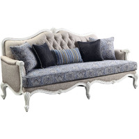 88 Fabric Linen And White Sofa With Five Toss Pillows