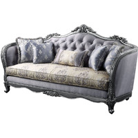 89 Fabric Imitation Silk And Platinum Sofa With Five Toss Pillows