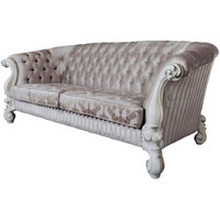 99 Ivory Velvet And Bone Sofa With Seven Toss Pillows