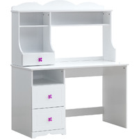 47 White Rubberwood Wood Rectangular Writing Desk With Two Drawers