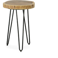 26 Black And Natural Solid Wood Live Edge Round End Table