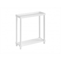 Set Of Two 24 White Narrow Wood End Tables With Shelf