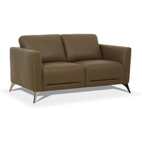 59 Brown Leather And Black Love Seat
