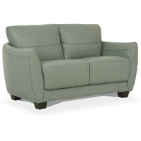 57 Pale Green Leather And Black Love Seat