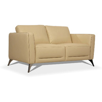 59 Cream Leather And Black Love Seat