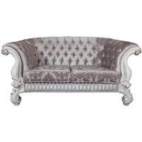 76 Ivory And Off White Velvet Love Seat And Toss Pillows