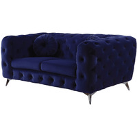 72 Blue And Silver Velvet Love Seat