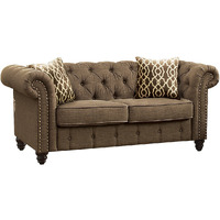 67 Brown 100% Linen And Black Love Seat