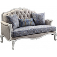 64 Beige 100% Linen And White Love Seat