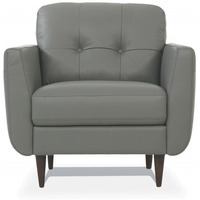 35 Pesto Green Genuine Leather And Black Tufted Arm Chair