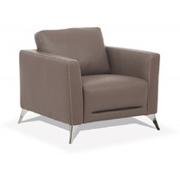 35 Taupe Genuine Leather And Black Arm Chair
