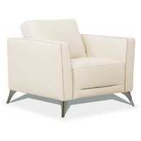35 Cream Genuine Leather And Black Arm Chair