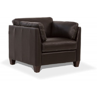 36 Chocolate Genuine Leather And Black Arm Chair