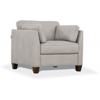 36 Dusty White Genuine Leather And Black Arm Chair