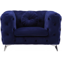 41 Blue Fabric And Black Tufted Arm Chair