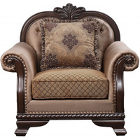 44 Tan Espresso Arm Chair