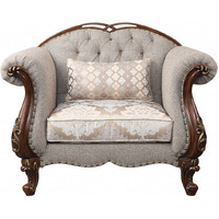 48 Beige Fabric And Cherry Floral Arm Chair
