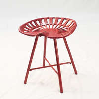 18 Red Metal Backless Stool