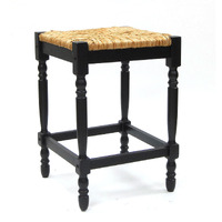 24 Natural And Black Backless Counter Height Bar Chair With Footrest