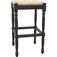 29 Natural And Black Backless Bar Height Chair With Footrest