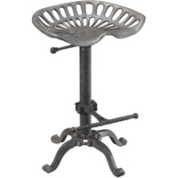 23 Gray Backless Adjustable Height Bar Chair With Footrest