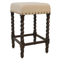 24 Cream And Espresso Backless Counter Height Bar Chair With Footrest