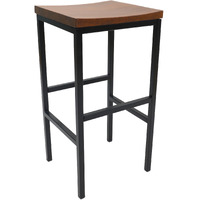 30 Chestnut Steel Swivel Backless Bar Height Chair With Footrest