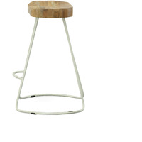 Set Of Two 25 Natural And White Steel Backless Counter Height Bar Chairs With Footrest