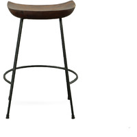 Set Of Two 25 Chestnut And Black Steel Backless Counter Height Bar Chairs With Footrest
