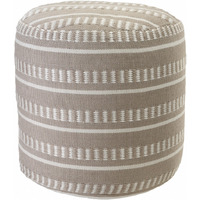 20 Brown Polyester Round Striped Indoor Outdoor Pouf Ottoman