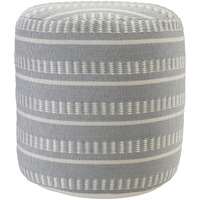20 Blue Polyester Round Striped Indoor Outdoor Pouf Ottoman