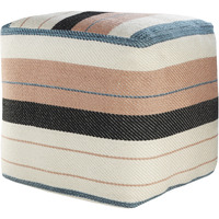 20 White Polyester Striped Indoor Outdoor Pouf Ottoman