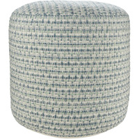20 Blue Polyester Round Geometric Indoor Outdoor Pouf Ottoman