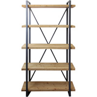78 Natural Wood And Metal Five Tier Modern Industrial Bookcase